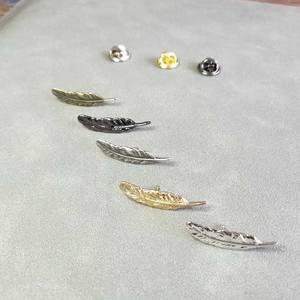 ヴィンテージ風小型金属合金羽根ブローチ卸売DIY衣料品ジュエリー装飾メンズスーツカラーピンシルバーフェザーブローチ - Product Image 3