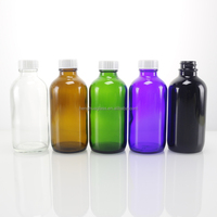 Fabricant de parfum cosmétique Boston transparent 16oz 500ml Natuaral noir ambre vert bouteille d'huile essentielle en verre avec bouchon à vis