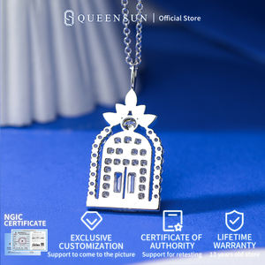 Collier de diamants de laboratoire en or 18 carats personnalisé Queensun Chaîne de clavicule en diamant avec diamants cultivés en laboratoire 'Happy House' - Product Image 3