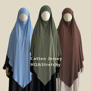 Hijab Khimar in Jersey di Cotone Fatto a Mano, Modesto, Monostrato, Elastico, per Donne Musulmane, Eid Ramadan, Islamico, con Laccio Posteriore, Lungo per la <span class=keywords><strong>Preghiera</strong></span> - Product Image 1