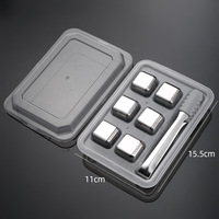 Ensemble d'outils de bar Lot de 8 refroidisseurs vin métal acier inoxydable glaçons diamant balle réutilisable whisky pierre boîte ensemble