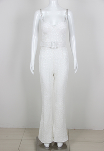 <span class=keywords><strong>Mono</strong></span> <span class=keywords><strong>Blanco</strong></span> Elegante y Sexy de Verano, <span class=keywords><strong>Mono</strong></span> de <span class=keywords><strong>Lentejuelas</strong></span> para Mujer con Cinturones - Product Image 6