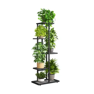 Großhandel 5 Schichten Metall Blumentöpfe Display Racks Blumen regal Balkon Blumentopf Ständer für Wohnzimmer Garten