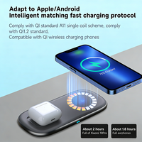 Chargeur sans fil ultra-plat 15W 2 en 1 en gros, station de charge double pour iPhone et AirPods