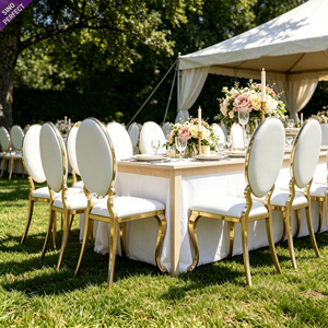 Factory Custom Party Decoration Furniture Stainless Steel White <b>Chair</b> Wedding Dinner Gold Modern Hotel <b>Chairs</b> Banquet Event - Product Image 1