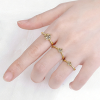 Grosir aksesori perhiasan terbuka dapat disesuaikan cincin moissanite mode cakar enam lapis emas 18K perak 925 untuk wanita