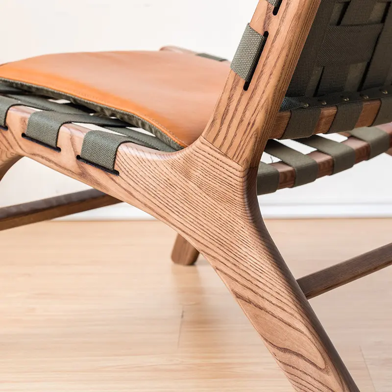 YIPJ Sofá de madeira maciça vintage tecido estilo wabi-sabi cadeira única