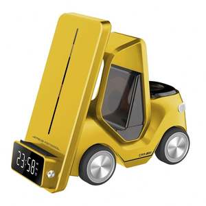 Bobine d'alignement automatique JEDI 5 en 1 conception de voiture bureau charge rapide chariot élévateur chargeur de téléphone sans fil avec horloge - Product Image 3