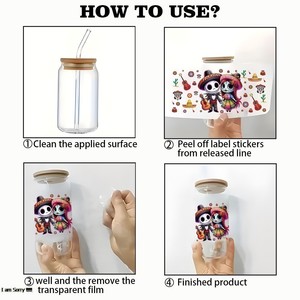 Autocollants UV DTF pour tasses, verres à vin et décorations de vaisselle – Application sans bulles, lisse et parfaite – Vente chaude - Product Image 4