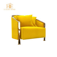 Fauteuil de salon de luxe sur mesure de haute qualité, élégant et moderne, en tissu, avec repose-pieds en acier inoxydable