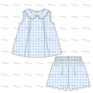 Abito da Festa per Bambine Primavera Estate Vestiti per Bambina Personalizzati Set <span class=keywords><strong>con</strong></span> Pantaloncini a Balze Abito da Principessa per Ragazze - Product Image 4