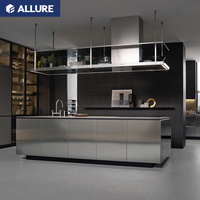 Armoires de cuisine en aluminium et acier inoxydable au design moderne personnalisé Allure avec roulettes