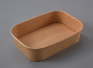 Saladier rectangulaire rond jetable en papier avec couvercle en papier et couvercles en plastique - Product Image 4