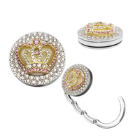 1 crochet porte-monnaie rond, couronne, accessoire de sac à main, pour femmes, avec crochet, portable