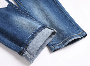 <span class=keywords><strong>Jeans</strong></span> da <span class=keywords><strong>Uomo</strong></span> in Denim con Stampa Digitale, <span class=keywords><strong>Vita</strong></span> Media, <span class=keywords><strong>Skinny</strong></span>, Slim Fit, 100% Cotone, Lavaggio Chiaro, Produzione OEM, Vendita all'Ingrosso - Product Image 4