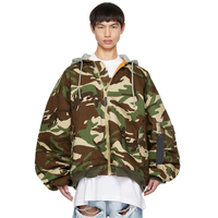 Blouson bomber réversible en twill 100% coton, doublé, avec logo personnalisé, hiver, kaki camouflage, pour homme