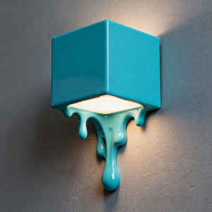 Factory Wholesale Creative Melting Drip Square Ceramic <b>Wall</b> Lamp Modern Art Decor LED <b>Wall</b> Sconce Tiffany Blue Glazed <b>Wall</b> <b>Light</b> - Product Image 5