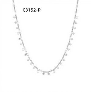 Collar de Moda Amy Amy C3152, Chapado en Plata, Acero Inoxidable, Cadena de Perlas de Imitación, Joyería Minimalista para Mujer, Regalo para Uso Diario - Product Image 1
