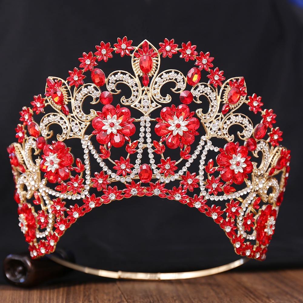 HZ114  Gold  Red  Crown Tiara