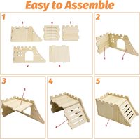 Ensemble de cachettes pour hamsters et gerbilles, maison en bois avec toit, escalier, toboggan, balançoire, abri ludique, accessoires de cage pour hamsters nains, souris et autres rongeurs