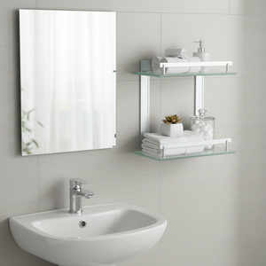 Scaffale TABARCA a 2 Ripiani in Alluminio e Vetro 30 X 13 CM - Product Image 3