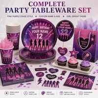 Ensemble de vaisselle et de décoration pour fête d'anniversaire sur le thème des starlettes Kpop, en plastique personnalisé, fabriqué en Chine