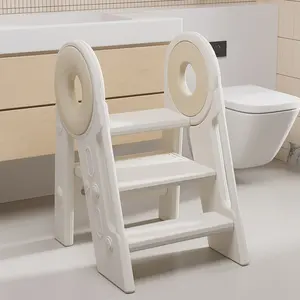 Torre de aprendizaje multifuncional para niños pequeños, taburete de inodoro antideslizante para niños, taburete plegable de plástico de varias alturas, taburete de 2 escalones, escalera