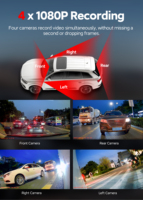 Nouvelle Caméra de Tableau de Bord 4 Objectifs pour Voiture, Boîte Noire AI Avant/Arrière 4K+1080P WIFI, Enregistreur Vidéo 4 Canaux, Écran Tactile, Moniteur de Stationnement - Carlover