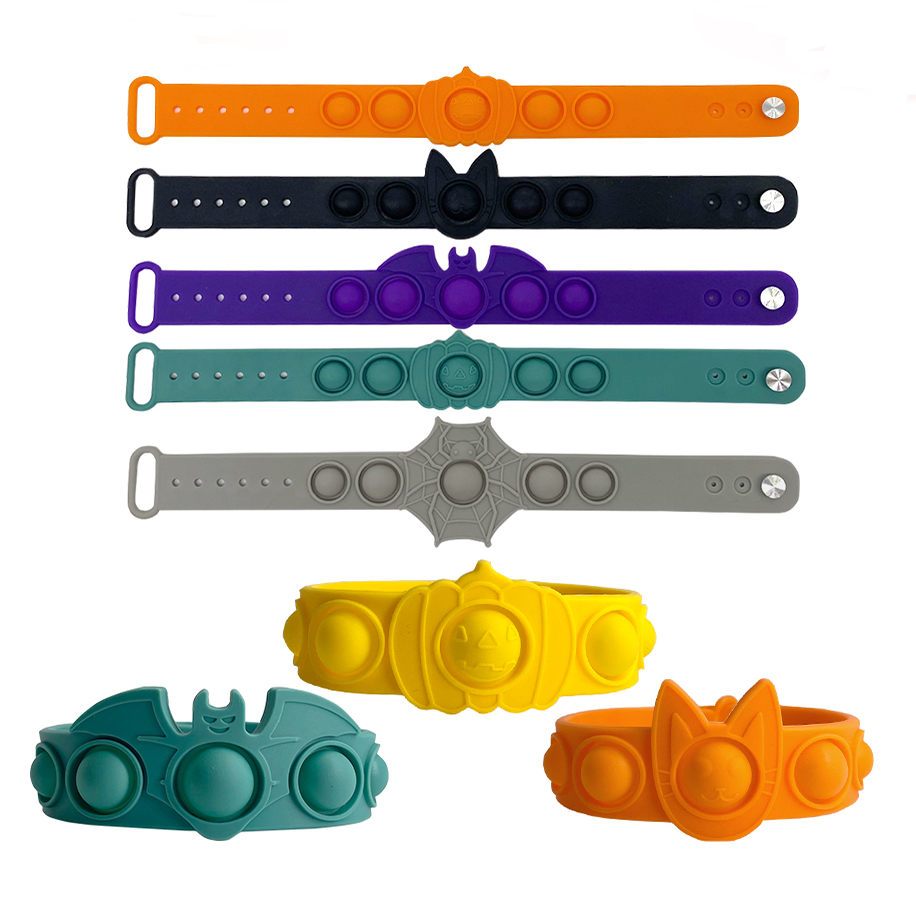 Изготовленным на заказ логосом рельеф палец прессования стресс-поп-пузырь радуги пуш-ап детские игрушки браслет часы силиконовые Непоседа браслеты