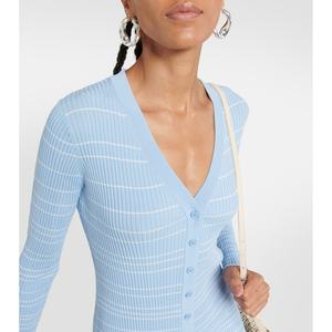 Nuevos Productos Explosivos: Vestido Cárdigan de Punto Acanalado con Rayas para Mujer, Otoño - Product Image 3