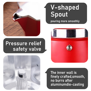 <span class=keywords><strong>Caffettiera</strong></span> Moka Rossa in Alluminio con Manico Effetto Legno per Fornello a Gas - Product Image 2