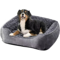 Coussin pour animaux de compagnie en coton pelucheux, couleur unie, pour chiens et chats, forme rectangulaire, coussin de canapé, emballage en boîte, toutes saisons