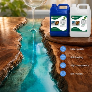 Résine époxy à coulée profonde, finition de sol transparente comme du cristal, verre liquide, kit époxy autonivelant, résine époxy transparente pour remplissage de table en bois - Product Image 1