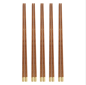 Baguettes de style chinois en bois, 4 pièces, chapeau métallique doré personnalisé, ailes de poulet - Product Image 4