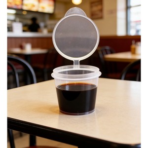 Space-Saving Clear 26ml PP Mini Condiment Pot with Snap-on Lid for Takeout & Catering Sauce Service - Product Image 5