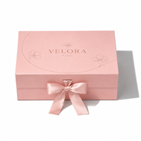 Boîte en papier rose pliable magnétique de luxe haut de gamme personnalisée, laminage brillant, logo personnalisé, emballage avec ruban, écologique