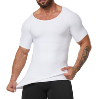 SYPDX01 T-shirts de compression amincissants à manches courtes pour hommes avec double couche de Spandex/Nylon pour le contrôle du ventre