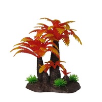 Ornement d'aquarium en forme de palmier artificiel en plastique, base en résine lestée, cachette pour poissons, décor multicolores