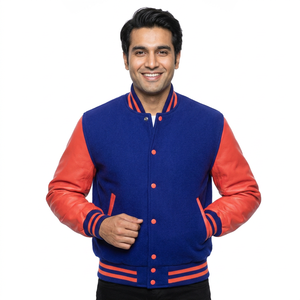 High Quality Custom <b>Men's</b> Varsity <b>Jacket</b> with Wool Body and <b>Leather</b> Sleeves Lettermen Winter CollegeBaseballjacket for <b>men</b> - Product Image 1