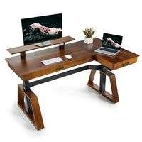 Bureau debout en L moderne personnalisé OEM/ODM avec rehausseur, table d'ordinateur portable réglable pour le bureau à domicile