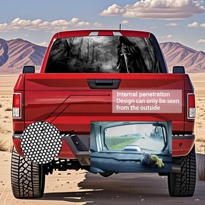 Crâne pistolet camion fenêtre arrière 3D voiture autocollant étanche résistant aux UV extérieur vinyle décalcomanies clair ruban de transfert pour véhicule voiture - Product Image 5