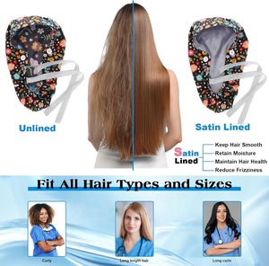 <b>Scrub</b> Cap Ponytail Turban Style Medical And Dental Patterns Adjustable Ribbon Lace-Up Breathable Comfortable Needle Hospital - Product Image 4