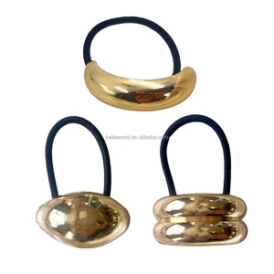 BELLEWORL2025 D Factory Hot Selling Simple Design Alloy Charm Elastic <strong>Hair</strong> Band Gold Color Good Quality Metallic <strong>Hair</strong> Tie <strong>Clasp</strong> - Product Image 3