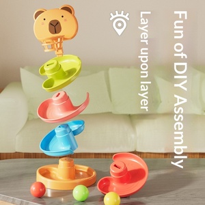 Jouet éducatif en plastique avec piste à billes, empilable, rotatif, interactif parent-enfant, pour enfants de 0 à 24 <span class=keywords><strong>mois</strong></span>, unisexe - Product Image 2