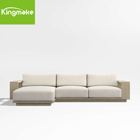 4 PCS Luxe Cour Terrasse Extérieur Jardin Hôtel Teck Loisirs Canapé en L avec Table Basse
