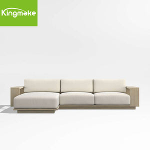 4 PCS Luxe Cour Terrasse Extérieur Jardin Hôtel Teck Loisirs Canapé en L avec <span class=keywords><strong>Table</strong></span> Basse - Product Image 5