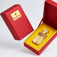 Boîte cadeau de parfum de luxe personnalisée, style livre rouge, emballage rigide magnétique, estampage à chaud doré, usine OEM