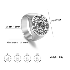 R0017 Bague Magique Ange en Acier Inoxydable Talisman Pentacle de Salomon Sceau de Salomon Protection Cabale Amulette Bagues - Product Image 4