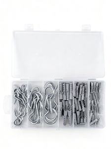 Kit de crochets à vis en acier au carbone zingué pour œillets, chevilles murales en métal et plastique durables, attaches à expansion - Product Image 1