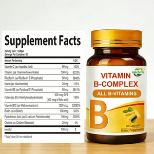 Prix de gros usine Capsules de vitamines du complexe B biologiques Mélange naturel Capsules dures personnalisées Mélange de capsules Marque privée Service OEM ODM - Product Image 1
